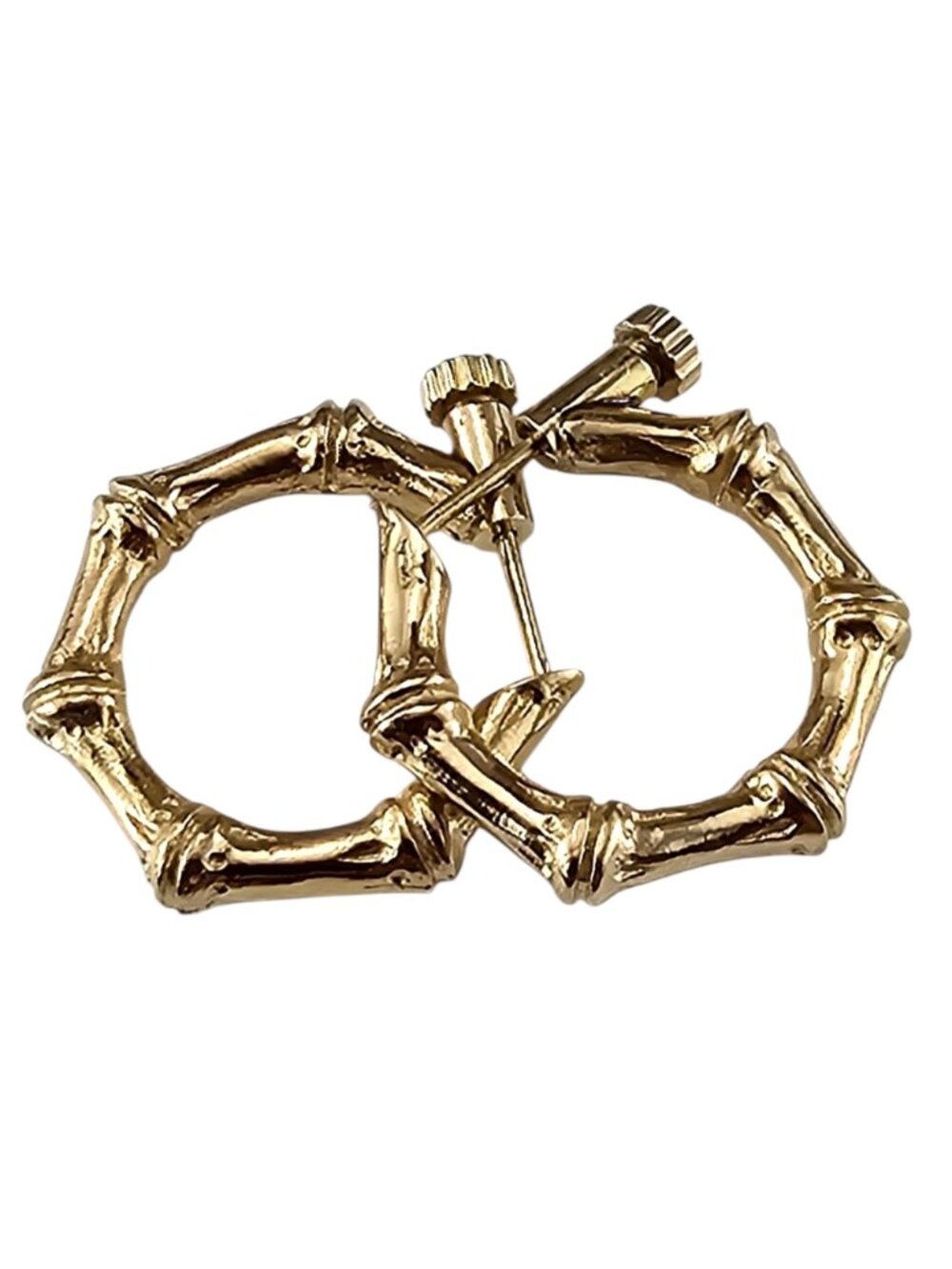 Tiffany & Co. 14K Yellow Gold Bamboo Hoop Earrings #25339